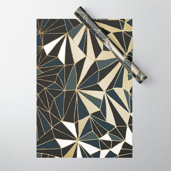 New Art Deco Geometric Pattern - Emerald green and Gold Wrapping Paper by  Dominique Vari