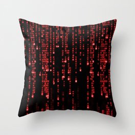 Red matrix code - binary digital Throw Pillow