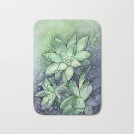 Crystal Succulents in Watercolor Bath Mat