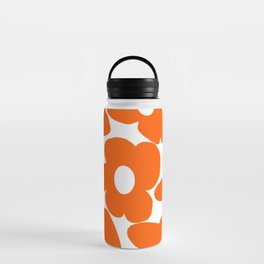 Orange Retro Flowers White Background #decor #society6 #buyart Water Bottle