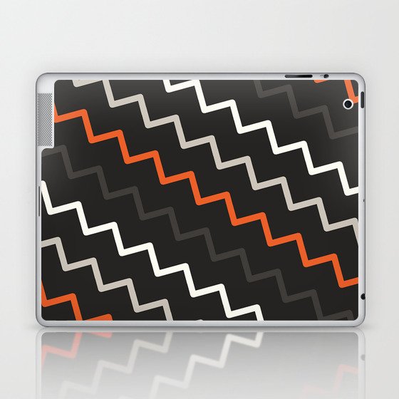 Cute Black Orange And Grey Zigzag Chevron Pattern Laptop & iPad Skin