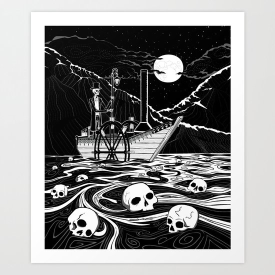 Steamboat across the Styx Art Print