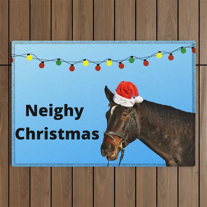 Neighy Christmas Horse Outdoor Rug