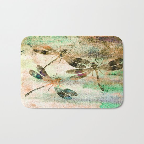 Mauritius Vintage Dragonflies QR Bath Mat