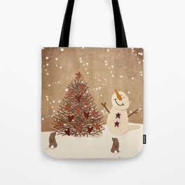 Primitive Country Christmas Tree Tote Bag
