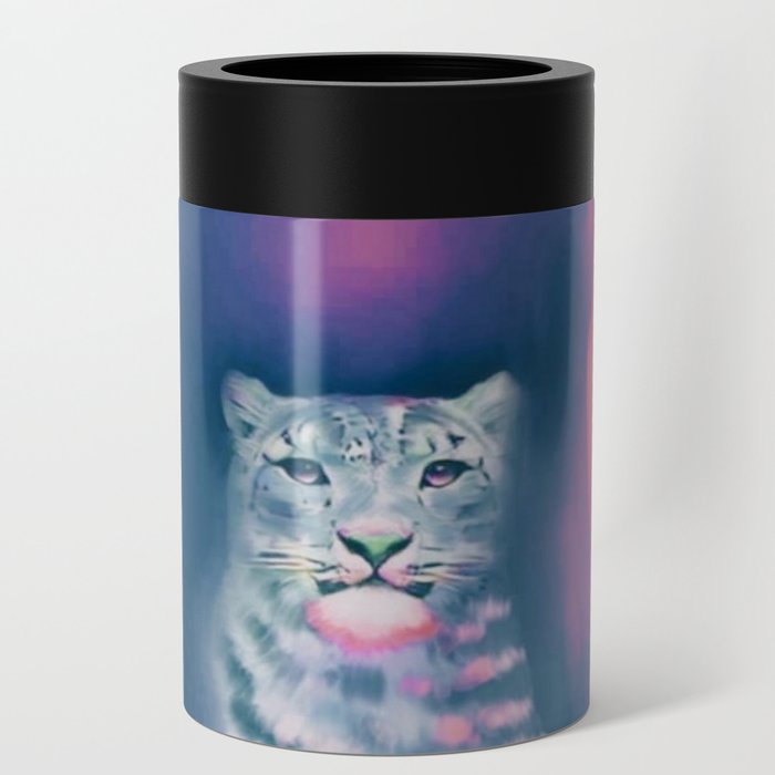 Snow Leopard Spirit in pink glow by kimmera pixie Can Cooler