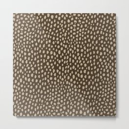 Handmade polka dot brush spots pattern (tan/brown) Metal Print