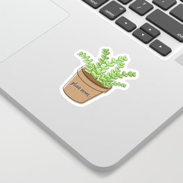 Plant Mom Green Potted Plant Sticker