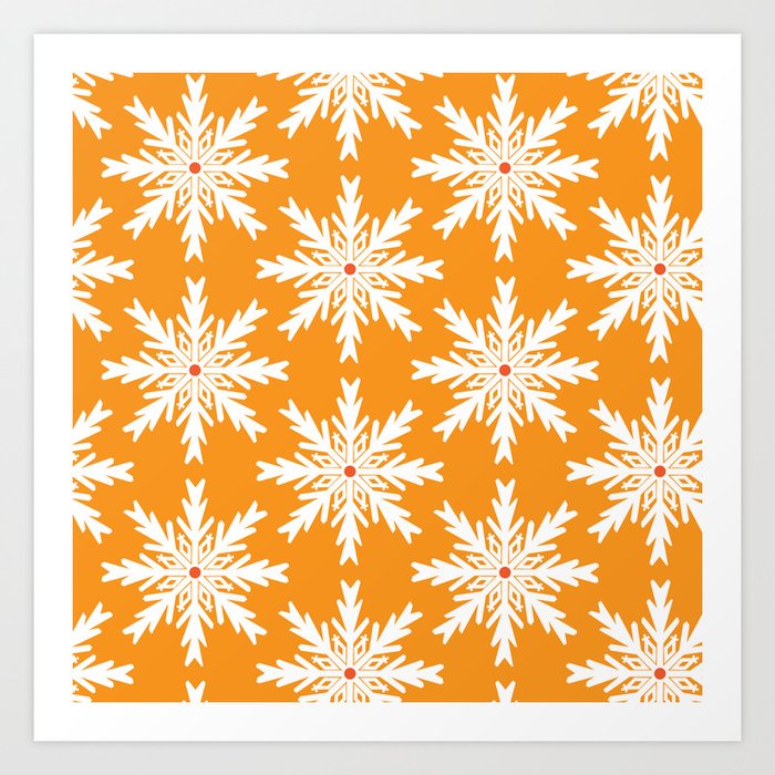 Christmas Snowflakes Yellow Art Print