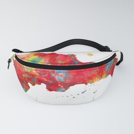 Dominican Republic Map Watercolor Painting Fanny Pack | Abstract, Paintsplashes, Miaomiaodesign, Contemporary, Travel, Wanderlust, Map, Colorful, Painting, Dominicanrepublic 
