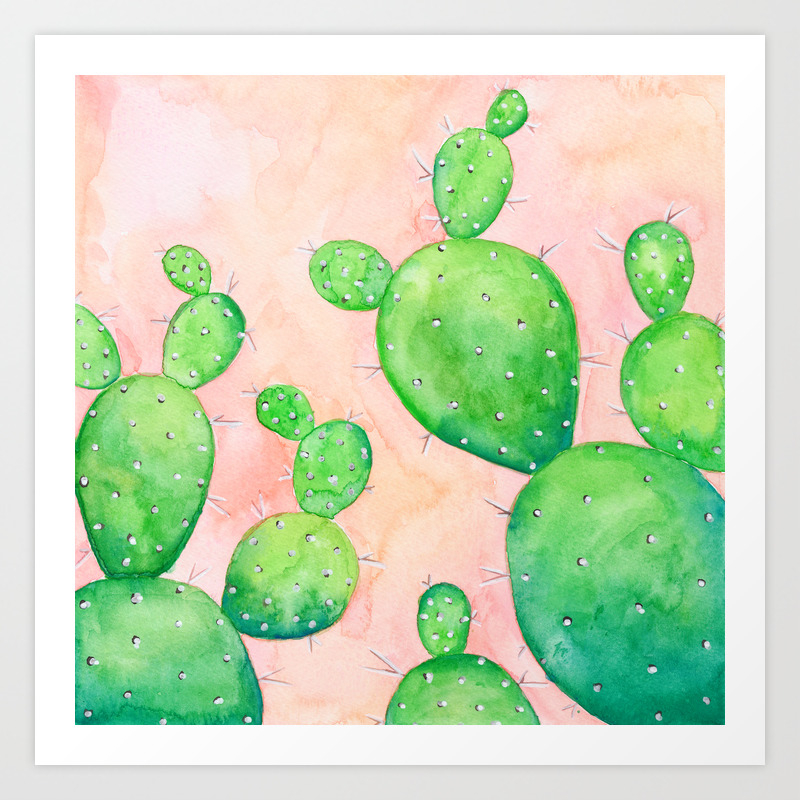 pics Watercolor Prickly Pear Cactus Painting watercolor prickly pear cactus art print