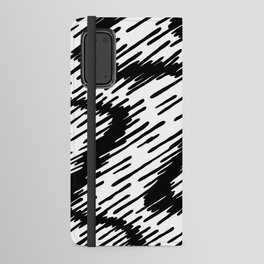 Black and White swirls pattern, Line abstract splatter Digital Illustration Background Android Wallet Case