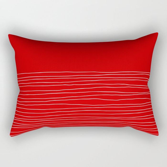 Hand Striped Red Rectangular Pillow
