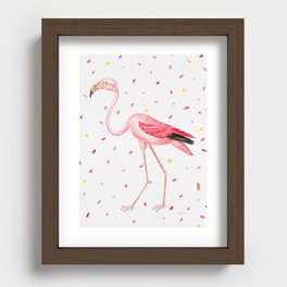 Pink Confetti Flamingo Recessed Framed Print
