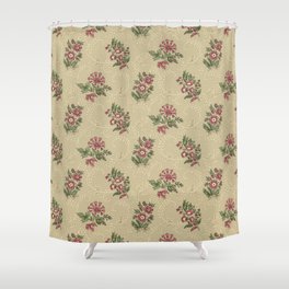 Allover multi motif flowers ornament Seamless pattern with watercolor flowers pink roses, repeat floral texture, vintage background hand drawing. Shower Curtain