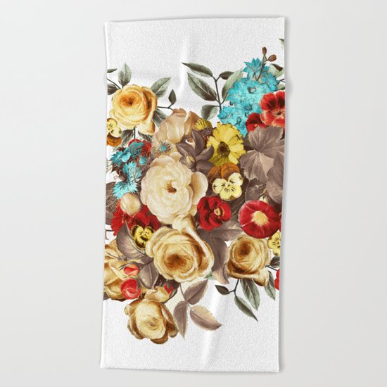 Watercolors Floral Pattern Beach Towel
