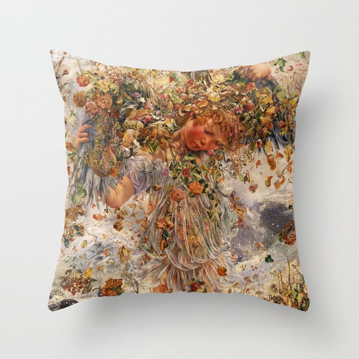 The Four Seasons, Winter by Leon Frederic Throw Pillow