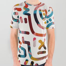 Graffiti Art Life in the Jungle with Symbols of Energy All Over Graphic Tee
