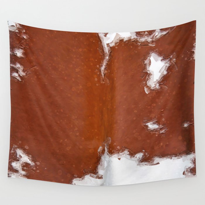 Brown + White Faux Cowhide Print Wall Tapestry