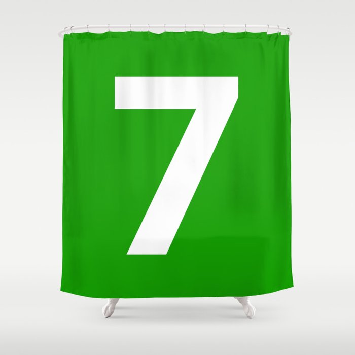 Number 7 (White & Green) Shower Curtain