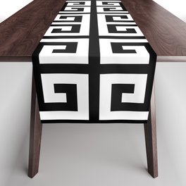 Greek Key (Black & White Pattern) Table Runner
