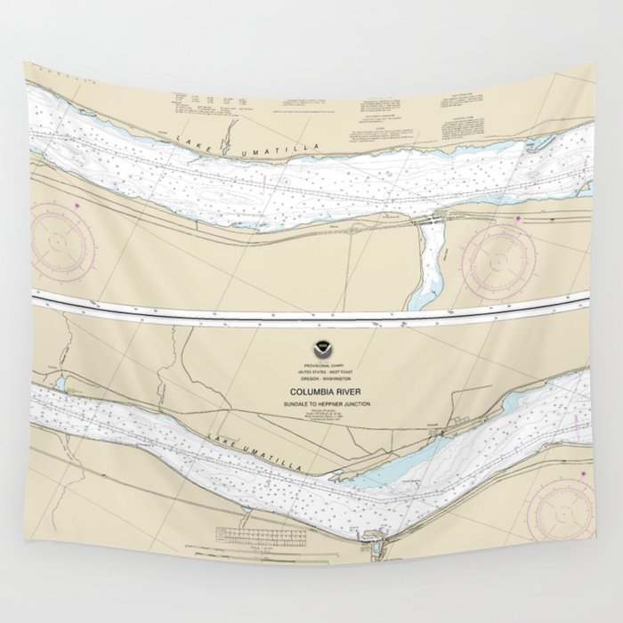 Columbia River Sundale to Heppner Junction Nautical Chart 18536 Wall Tapestry