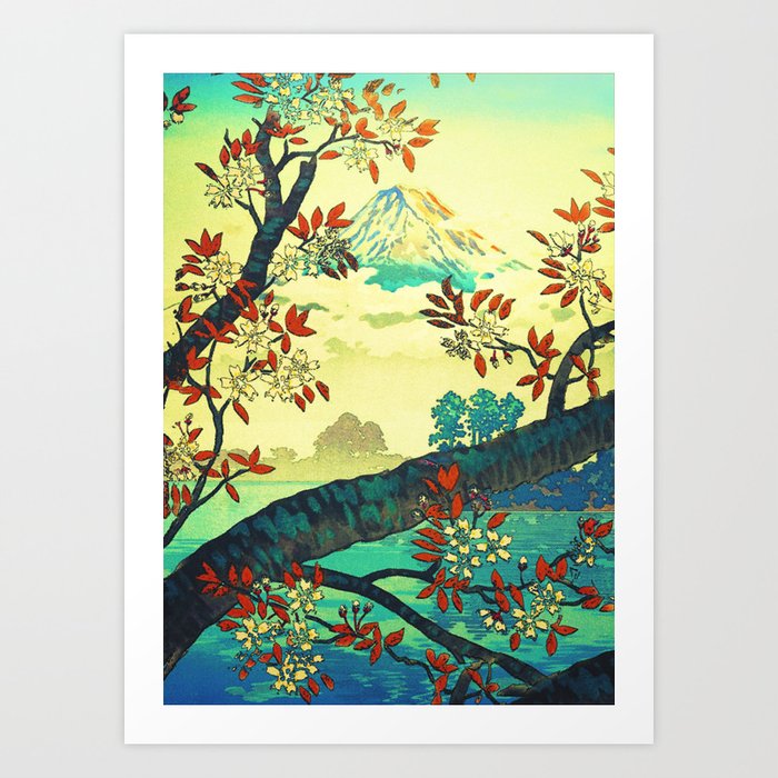 At Suidi - Autumn Mountain & Tree Ukiyoe Nature Landscape Art Print