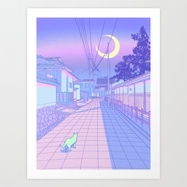 Kyoto Nights Kunstdrucke | Cats, Manga, Luna, Japan, Curated, Tokyo, Vibe, Mood, Osaka, Kyoto 