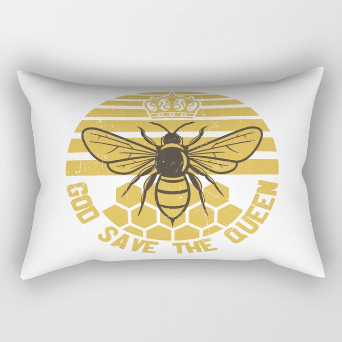 God Save The Queen Vintage Bee Rectangular Pillow