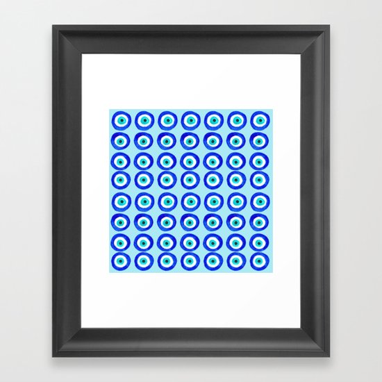 Evil Eye Talisman - on turquoise Framed Art Print