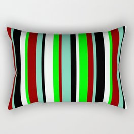 [ Thumbnail: Eyecatching Aquamarine, Maroon, Lime, Mint Cream & Black Colored Lined/Striped Pattern Rectangular Pillow ]