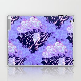 Seamless pattern. Retro style curly decorative clouds with rain drops and lightning. Vintage illustration Laptop Skin