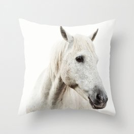 White Horse - Minimalist Nature Photography Throw Pillow