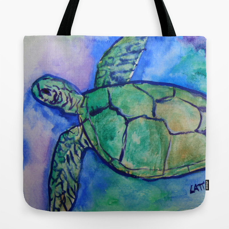 Sea Turtle Watercolor Painting Tote Bag By Donnabellas Society6