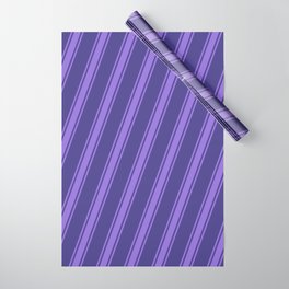 [ Thumbnail: Dark Slate Blue and Purple Colored Stripes Pattern Wrapping Paper ]