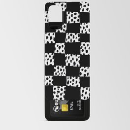 Checkered Dalmatian Polka Dot Pattern (black/white) Android Card Case