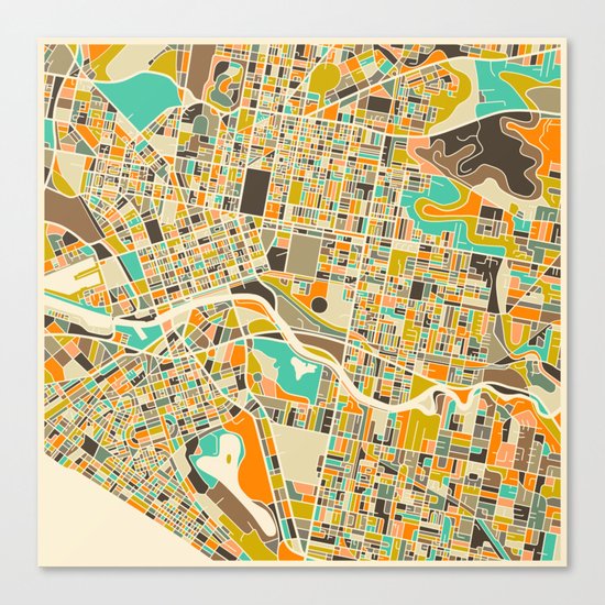Melbourne Map Canvas Print