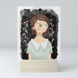 Dark Girl // Watercolor, Home Decor, Darwing, Art Print Mini Art Print
