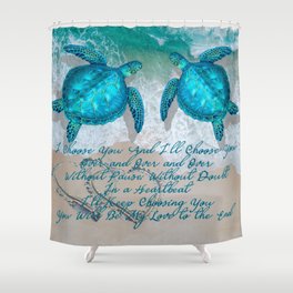 Sea Turtle Ocean Beach Couple's Love Quote Gift Shower Curtain