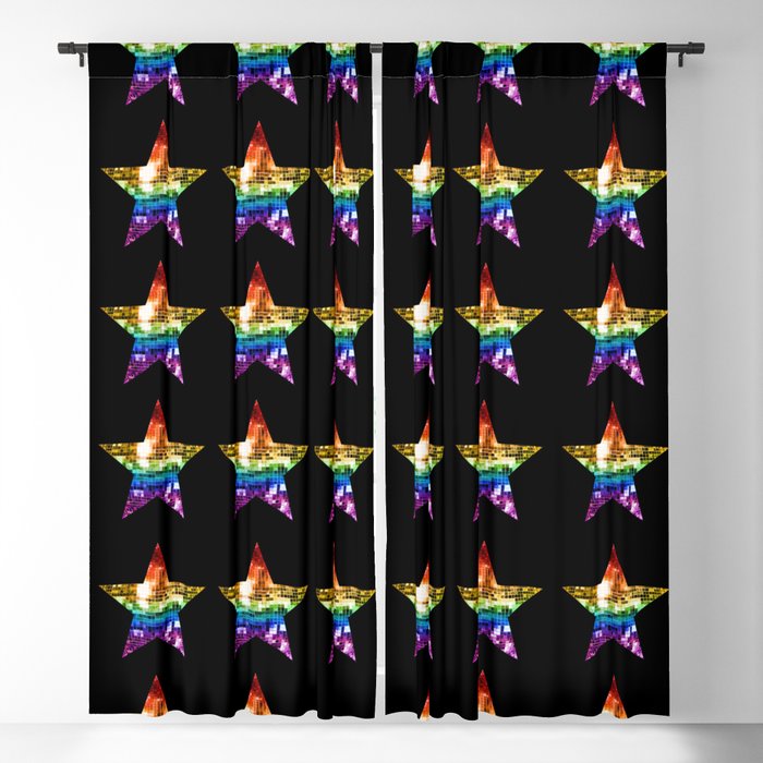 Rainbow Disco Ball Star Blackout Curtain