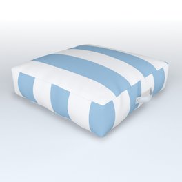 Pale cerulean heavenly - solid color - white vertical lines pattern Outdoor Floor Cushion