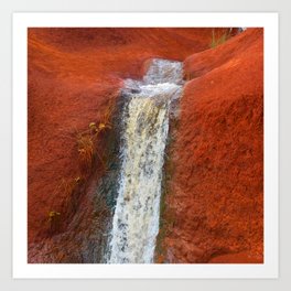 Stunningly Spectacular Red Dirt Waterfall in Kauai, Hawaii Art Print