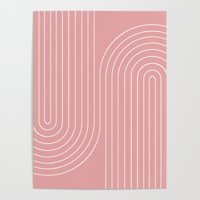 Minimal Line Curvature X Pink Mid Century Modern Arch Abstract Poster