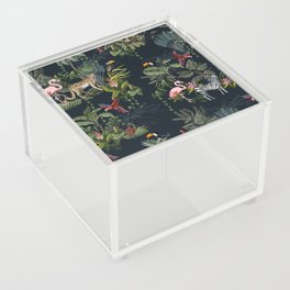 Seamless pattern with jungle animals, flowers and trees.  Acrylic Box