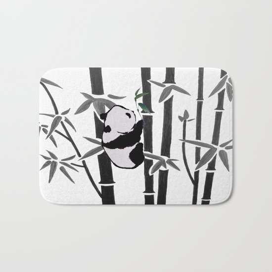 Panda bamboo feeding Bath Mat