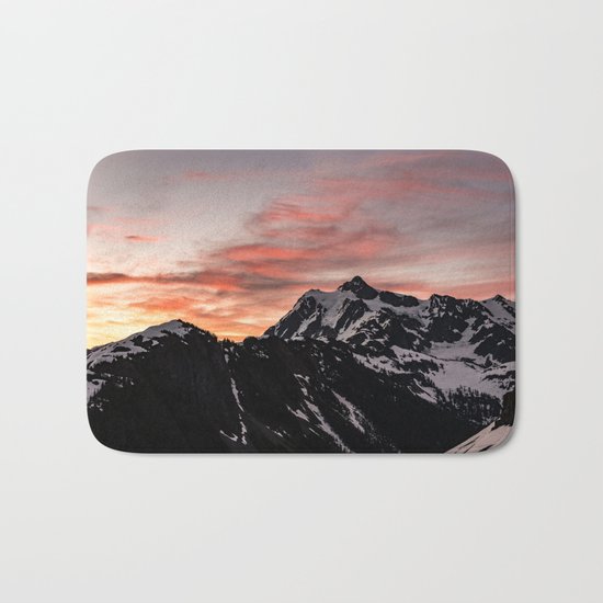 Pink Sky - Cascade Mountains Bath Mat