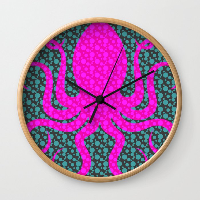 Pink Octopus Wall Clock
