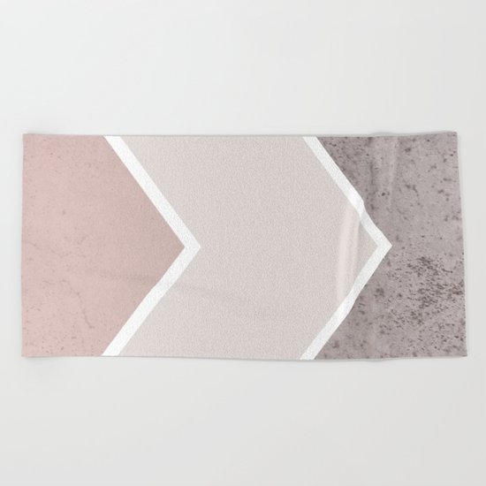 DARK BLUSH GRAY CONCRETE CHEVRON Beach Towel