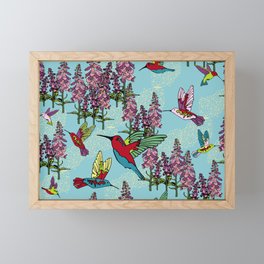 Hummingbirds in the Foxglove Framed Mini Art Print