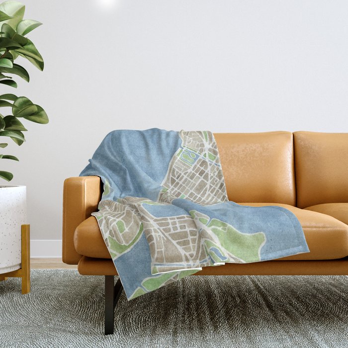 City Map Madison Wisconsin watercolor  Throw Blanket